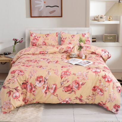 4 Piece Beddinig Set Duvet Cover Fitted Sheet with Pillow Cases