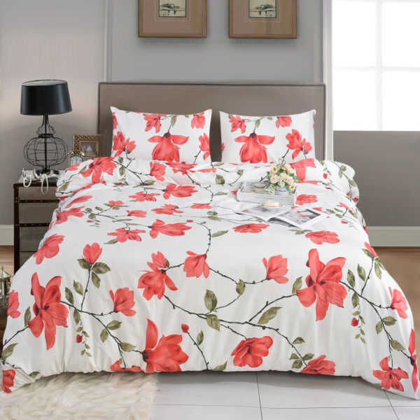 4 Piece Beddinig Set Duvet Cover Fitted Sheet with Pillow Cases